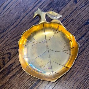 MCM Brass Leaf Bowl with Ornate Legs